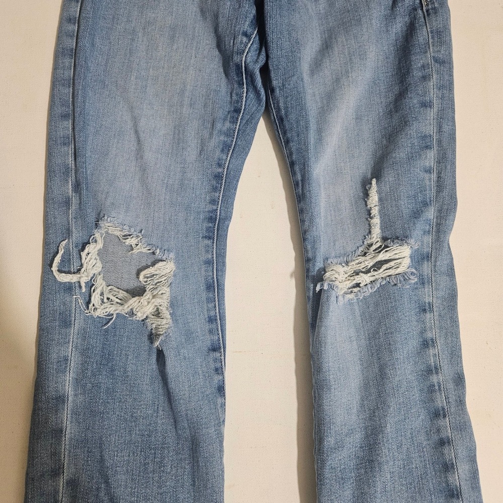 FRAME Le Garcon Distressed Boyfriend Jeans Light Wash Ripped Knee Size 27 - Picture 5 of 12